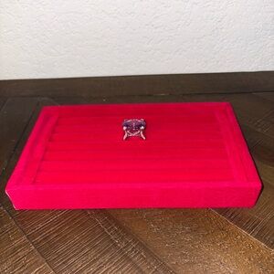 Elegant Hot Pink Velvet Jewelry Ring Tray